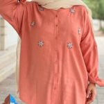 شومیز سنگدوزی پارچه ریزشی ماهرو بوشهر