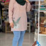 مانتو لینن راه راه گلدوزی شده ماهرو بوشهر