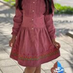 پیراهن کوتاه پلیسه دار گلدوزی بچگانه ماهرو