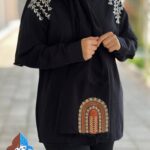 شومیز کتان طرح برگ سنگدوزی ماهرو گالری
