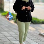 شوميز دكمه چوبي كتان ترك