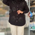 شومیز اورجینال ترک طرح برگ شاین