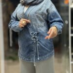 کت جین اورجینال ترک سنگ دوزی