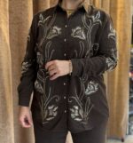 شومیز شلوار کار شده طرح گل - Image 2