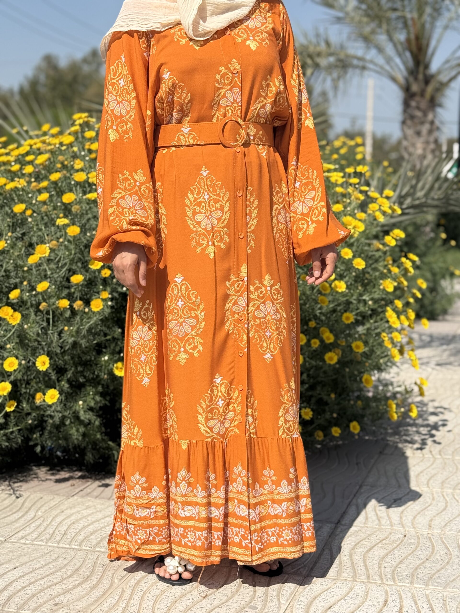 IMG_4710 پیراهن کمربند دار اورجینال طرح فلن - Image 1