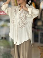شومیز لینن خامه دوزی اورجینال ترک - Image 5