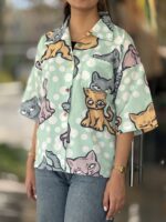 شومیز فانتزی طرح گربه - Image 2